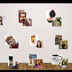 image showing headshots of the lab with gifts received during virtual gift swap