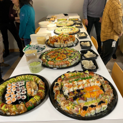 photo showing platters of sushi